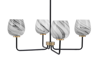 Toltec Lighting - 6204-MBNAB-4819 - Four Light Chandelier - Sandia - Matte Black & New Age Brass