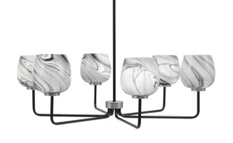 Toltec Lighting - 6206-MBGP-4819 - Six Light Chandelier - Sandia - Matte Black & Graphite