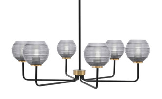 Toltec Lighting - 6206-MBNAB-5112 - Six Light Chandelier - Sandia - Matte Black & New Age Brass