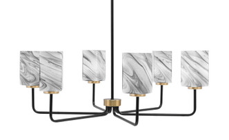 Toltec Lighting - 6206-MBNAB-549 - Six Light Chandelier - Sandia - Matte Black & New Age Brass