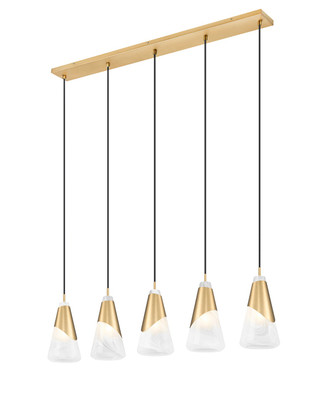 Aimie Five Light Linear Chandelier (828P6-5L-MGLD)
