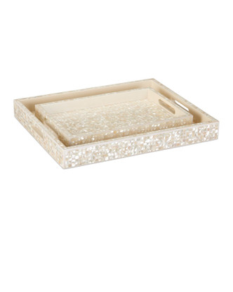 Currey and Company - 1200-1020 - Tray Set of 2 - Gerri Dot - Natural