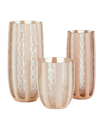 Currey and Company - 1200-1031 - Vase - Merletto Glass Vase Set of 3 - Blush / Clear