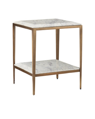 Currey and Company - 4000-0236 - Side Table - Oblique - Natural / Antique Brass