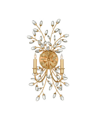 Currey and Company - 5000-0275 - Two Light Wall Sconce - Forget-Me-Not - Clear/Chinois Gold Leaf