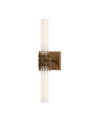 Currey and Company - 5800-0069 - Two Light Wall Sconce - Brietta - Opaque White / Antique Brass