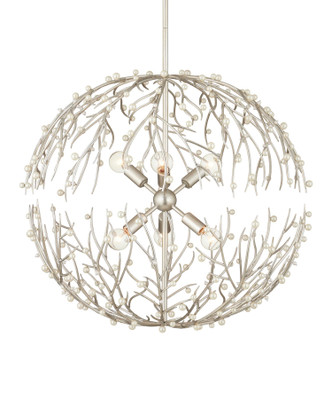 Currey and Company - 9000-1291 - Six Light Chandelier - Shinju - Natural / Contemporary Silver Leaf
