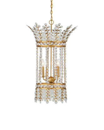 Currey and Company - 9000-1296 - Four Light Lantern - Bradshaw - Frosted/Clear/Brass