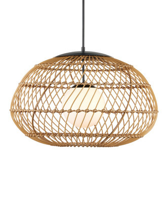 Currey and Company - 9500-0015 - One Light Pendant - Carriage - Natural/Black/Frosted White