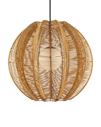 Currey and Company - 9500-0019 - One Light Pendant - Barbary - Natural/Black/Frosted White