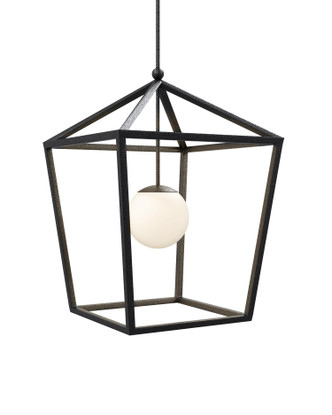 Currey and Company - 9500-0024 - One Light Lantern - Denison - Black / Frosted White