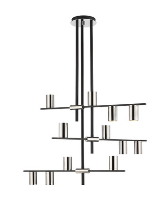 Z-Lite - 814-12MB-PN - 12 Light Chandelier - Calumet - Matte Black + Polished Nickel