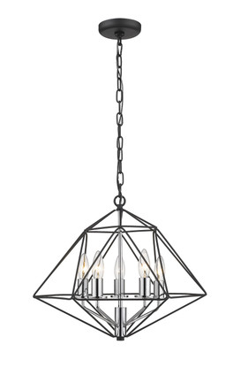 Z-Lite - 918-18MB-CH - Five Light Chandelier - Geo - Matte Black + Chrome