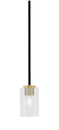Toltec Lighting - 6201-MBNAB-300 - One Light Mini Pendant - Sandia - Matte Black & New Age Brass