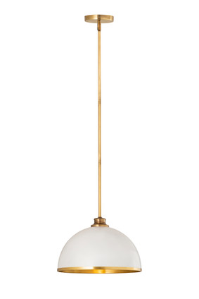 Z-Lite - 1004P14-MW-RB - One Light Pendant - Landry - Matte White + Rubbed Brass