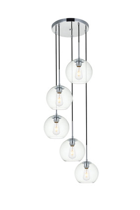 Elegant Lighting - LD2226C - Five Light Pendant - BAXTER - Chrome and Clear