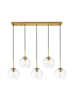 Elegant Lighting - LD2228BR - Five Light Pendant - BAXTER - Brass and Clear