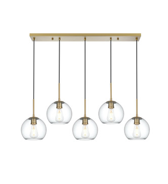 Elegant Lighting - LD2228SG - Five Light Pendant - Baxter - Satin Gold and Clear