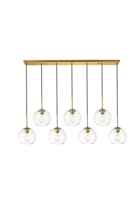 Elegant Lighting - LD2230BR - Seven Light Pendant - BAXTER - Brass and Clear