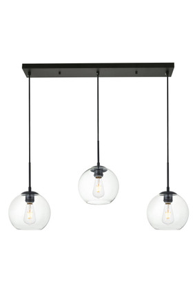 Elegant Lighting - LD2236BK - Three Light Pendant - BAXTER - Black and Clear