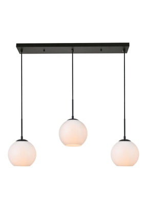 Elegant Lighting - LD2237BK - Three Light Pendant - BAXTER - Black and frosted white