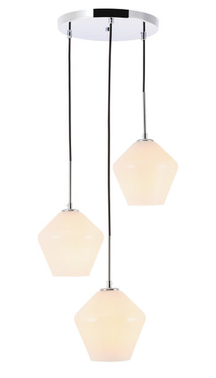 Elegant Lighting - LD2259C - Three Light Pendant - Gene - Chrome And Frosted White Glass