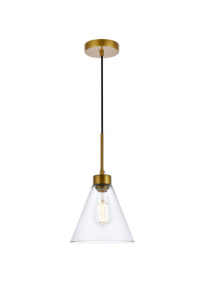 Elegant Lighting - LD2501BR - One Light Pendant - Mera - Brass and Clear
