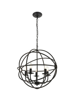 Elegant Lighting - LD4006D20DB - Five Light Pendant - Octavia - dark brown