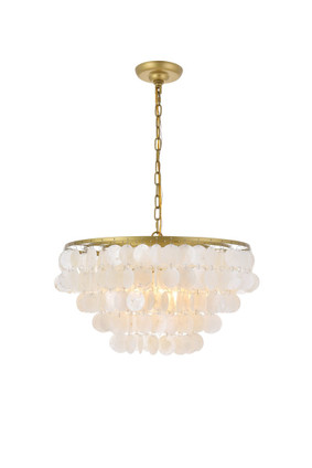 Elegant Lighting - LD5050D20BR - Four Light Pendant - Selene - Brass and White