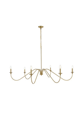 Elegant Lighting - LD5056D60SG - Six Light Chandelier - Rohan - Satin Gold