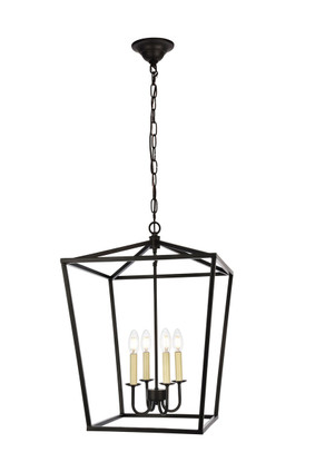 Elegant Lighting - LD6008D17BK - Four Light Pendant - Maddox - Black