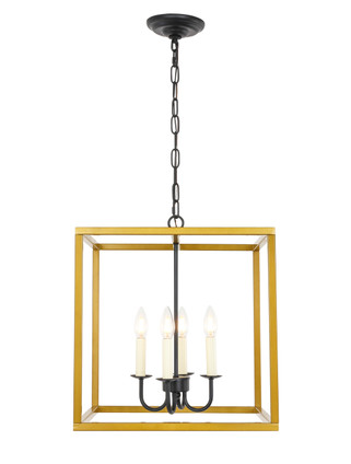 Elegant Lighting - LD6105D16BRBK - Four Light Pendant - Eclipse - Brass And Black