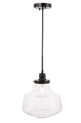 Elegant Lighting - LD6258BK - One Light Pendant - Lyle - Black and Clear seeded glass