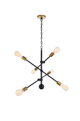 Elegant Lighting - LD8006D29BK - Six Light Pendant - Axel - Black and Brass