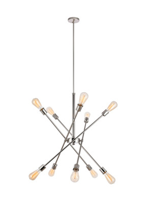 Elegant Lighting - LD8018D28PN - Ten Light Pendant - Axel - Polished nickel
