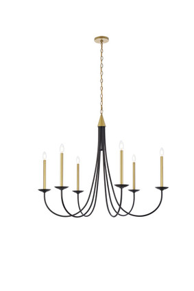 Elegant Lighting - LD810D42BRK - Six Light Pendant - Cohen - Black And Brass Elegant Lighting - LD810D42BRK - Six Light Pendant - Cohen - Black And Brass
