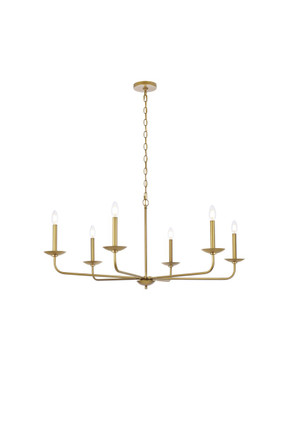 Elegant Lighting - LD812D42BR - Six Light Pendant - Cohen - brass