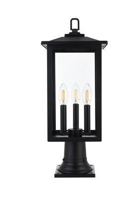 Elegant Lighting - OD325P22BK - Three Light Outdoor Post Mount - Carlisle - Black