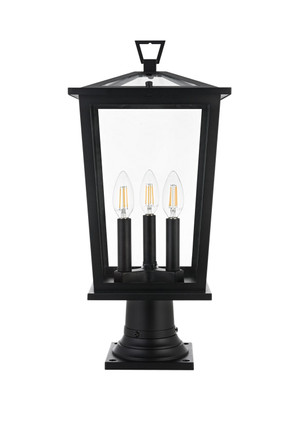 Elegant Lighting - OD332P21BK - Three Light Outdoor Post Mount - Cayman - Black