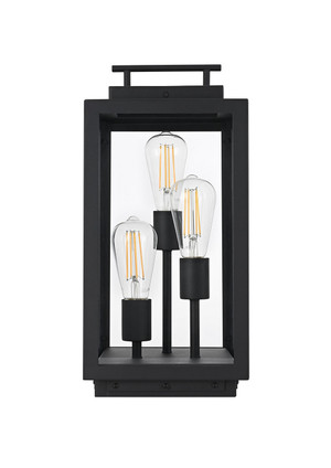Elegant Lighting - OD418L18BK - Three Light Outdoor Lawn Light - Valentin - Black