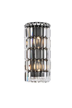 Elegant Lighting - V2030W8BK/RC - Two Light Wall Sconce - Maxime - Black and Clear