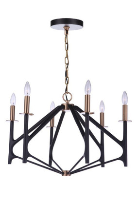 Craftmade - 55526-FBSB - Six Light Chandelier - The Reserve - Flat Black/Satin Brass