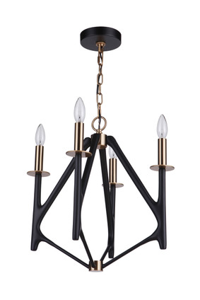 Craftmade - 55534-FBSB - Four Light Chandelier - The Reserve - Flat Black/Satin Brass