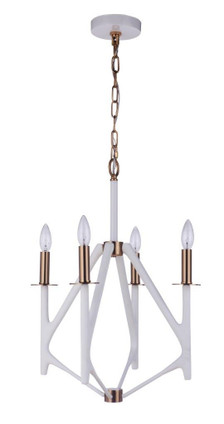 Craftmade - 55534-MWWSB - Four Light Foyer Pendant - The Reserve - Matte White / Satin Brass