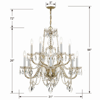 Traditional Crystal 12 Light Chandelier (1135-PB-CL-SAQ) Traditional Crystal 12 Light Chandelier (1135-PB-CL-SAQ)