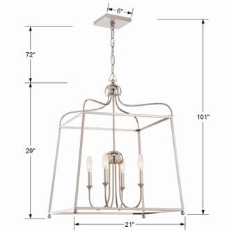 Sylvan Four Light Chandelier (2244-PN_NOSHADE)
