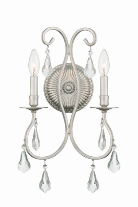 Crystorama - 5012-OS-CL-S - Two Light Wall Sconce - Ashton - Olde Silver Crystorama - 5012-OS-CL-S - Two Light Wall Sconce - Ashton - Olde Silver