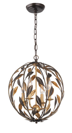 Crystorama - 504-EB-GA - Four Light Mini Chandelier - Broche - English Bronze + Antique Gold