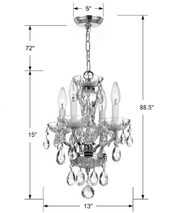Traditional Crystal Four Light Chandelier (5534-CH-CL-SAQ) Traditional Crystal Four Light Chandelier (5534-CH-CL-SAQ)