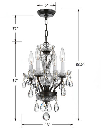 Traditional Crystal Four Light Chandelier (5534-EB-CL-S)